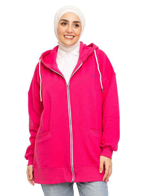 Flowery Over Size Sw - Zipper - Khotwh